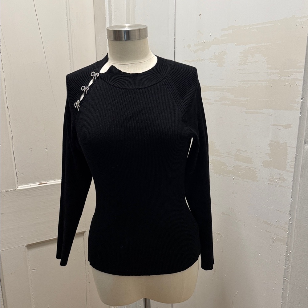 A. Byer Black Long Sleeve Ribbed Top